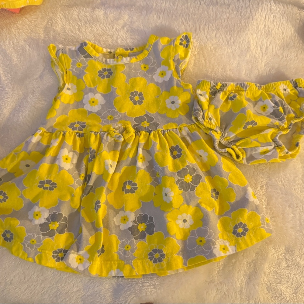 Child of Mine Yellow and Gray Floral Dress